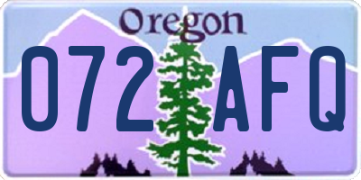 OR license plate 072AFQ