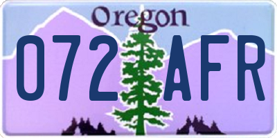 OR license plate 072AFR