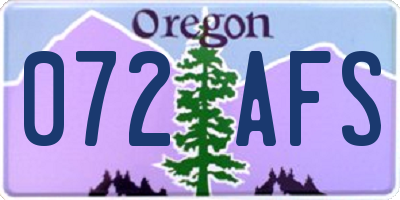OR license plate 072AFS