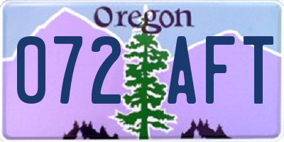OR license plate 072AFT