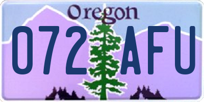 OR license plate 072AFU