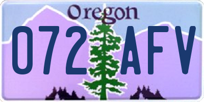 OR license plate 072AFV