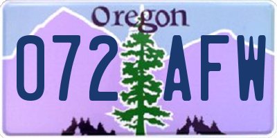 OR license plate 072AFW