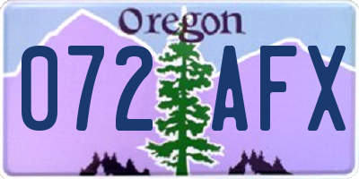 OR license plate 072AFX