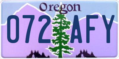 OR license plate 072AFY
