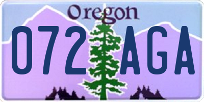 OR license plate 072AGA