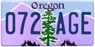 OR license plate 072AGE
