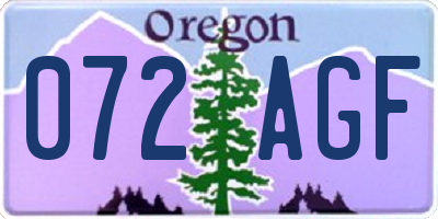 OR license plate 072AGF