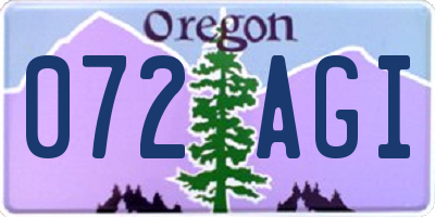 OR license plate 072AGI