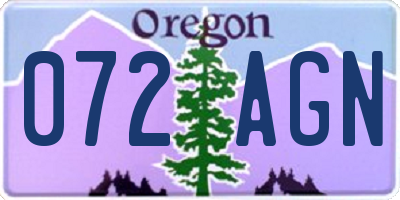 OR license plate 072AGN