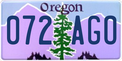 OR license plate 072AGO