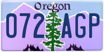 OR license plate 072AGP