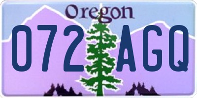 OR license plate 072AGQ