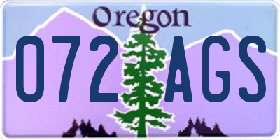 OR license plate 072AGS