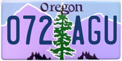 OR license plate 072AGU