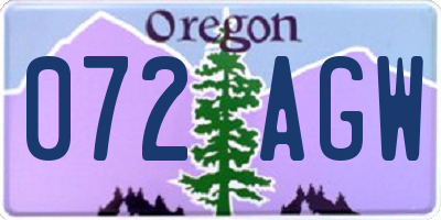 OR license plate 072AGW