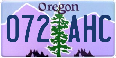 OR license plate 072AHC