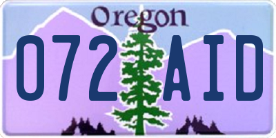 OR license plate 072AID