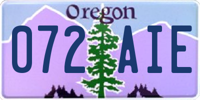 OR license plate 072AIE