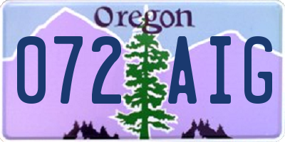 OR license plate 072AIG