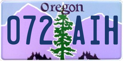 OR license plate 072AIH
