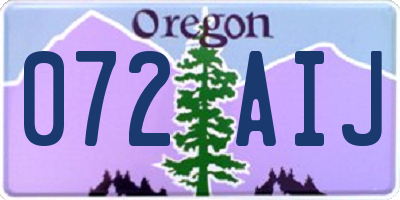 OR license plate 072AIJ
