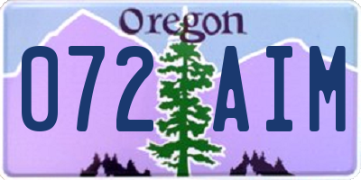 OR license plate 072AIM