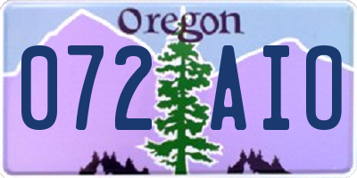 OR license plate 072AIO