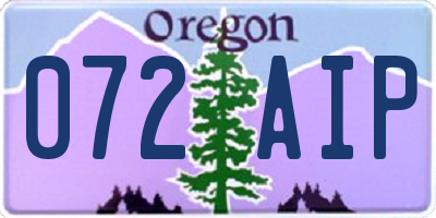 OR license plate 072AIP
