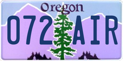 OR license plate 072AIR