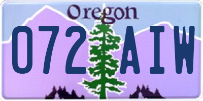 OR license plate 072AIW