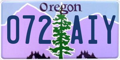 OR license plate 072AIY