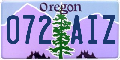 OR license plate 072AIZ