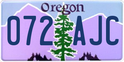 OR license plate 072AJC