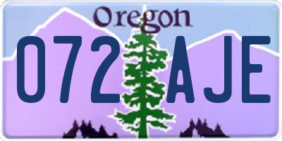 OR license plate 072AJE
