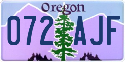 OR license plate 072AJF
