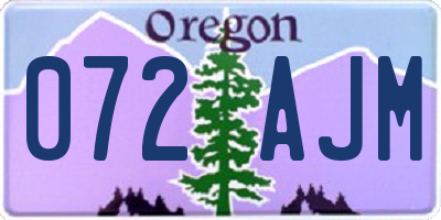 OR license plate 072AJM