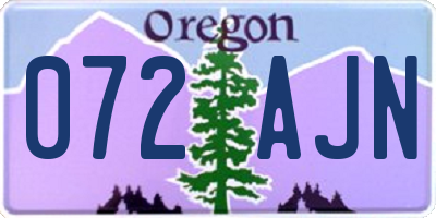 OR license plate 072AJN