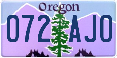 OR license plate 072AJO