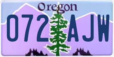 OR license plate 072AJW