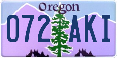 OR license plate 072AKI