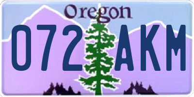 OR license plate 072AKM