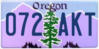 OR license plate 072AKT