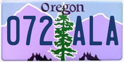 OR license plate 072ALA