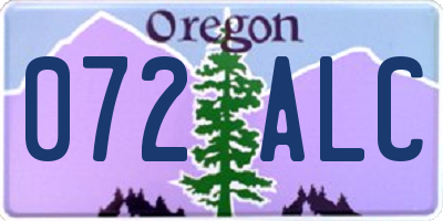 OR license plate 072ALC