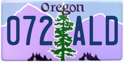 OR license plate 072ALD