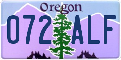 OR license plate 072ALF
