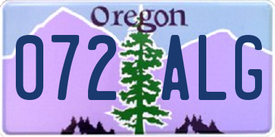 OR license plate 072ALG