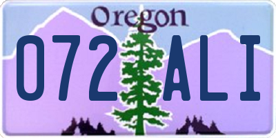 OR license plate 072ALI