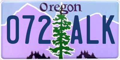 OR license plate 072ALK